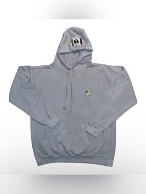 Cross Colour Men's Light Gray Hoodie with Peace Patch Size M